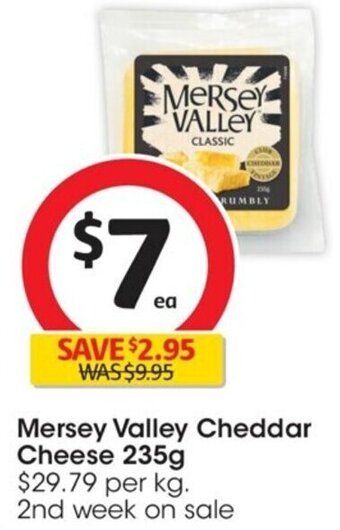 Coles Mersey Valley Cheddar Cheese 235g offer