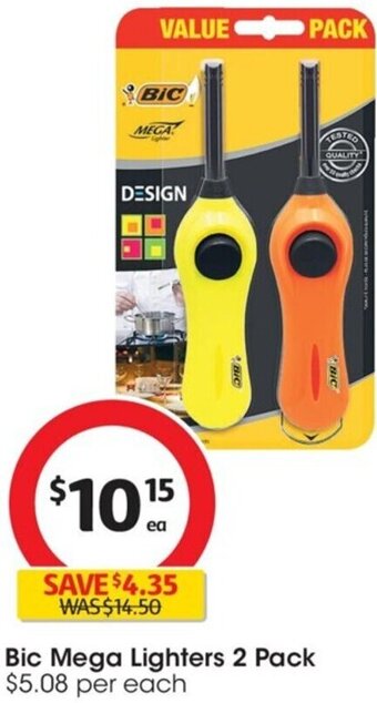 Coles Bic Mega Lighters 2 Pack offer