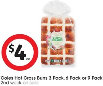 Coles Coles Hot Cross Buns 3 Pack, 6 Pack or 9 Pack offer