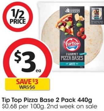 Coles Tip Top Pizza Base 2 Pack 440g offer