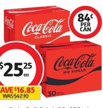 Coles Coca-Cola Soft Drink 30x375ml offer