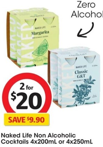 Coles Naked Life Non Alcoholic Cocktails 4x200ml or 4x250ml offer
