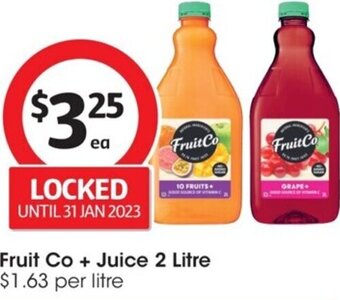 Coles Fruit Co + Juice 2 Litre offer