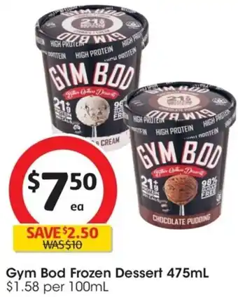 Coles Gym Bod Frozen Dessert 475ml offer