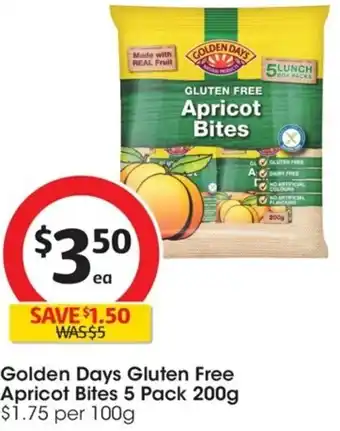 Golden Days Gluten Free Apricot Bites 5 Pack 200g