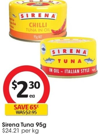 Coles Sirena Tuna 95g offer