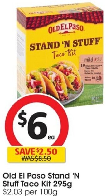 Coles Old El Paso Stand 'N Stuff Taco Kit 295g offer
