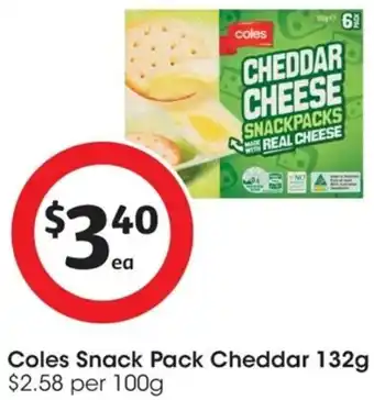 Coles Coles Snack Pack Cheddar 132 g offer