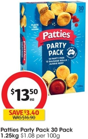 Coles Patties Party Pack 30 Pack 1.25kg offer