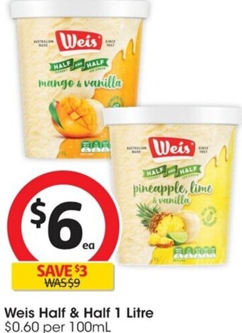 Coles Weis Half & Half 1 Litre offer