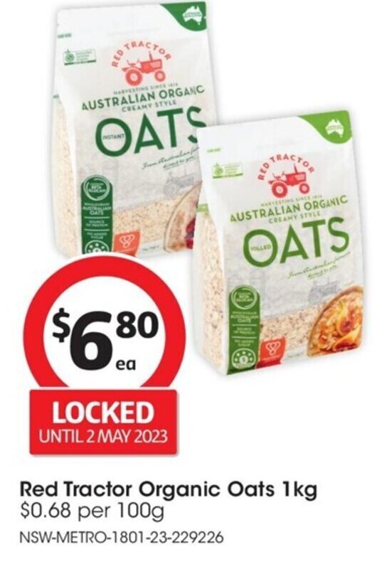 Red Tractor Organic Oats 1 kg offer at Coles