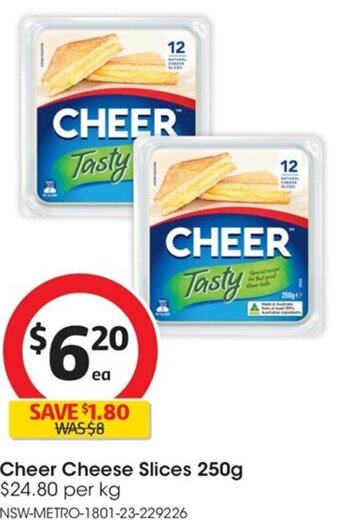 Coles Cheer Cheese Slices 250g offer