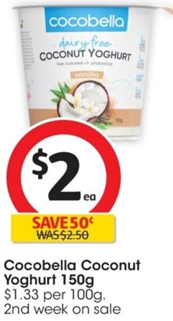 Coles Cocobella Coconut Yoghurt 150g offer