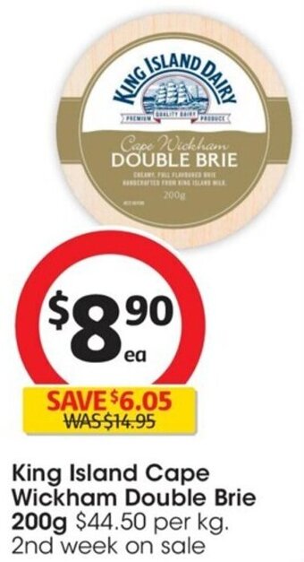 Coles King Island Cape Wickham Double Brie 200g offer
