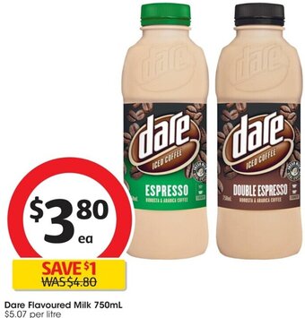 Coles Dare Flavoured Milk 750 ml offer
