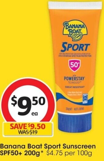 Coles Banana Boat Sport Sunscreen SPF50+ 200g offer