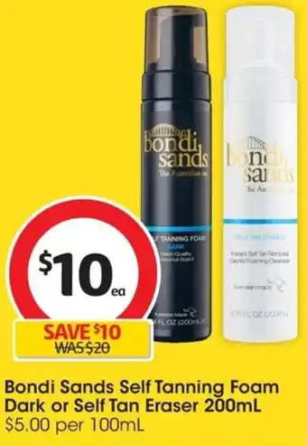 Coles Bondi Sands Self Tanning Foam Dark or Self Tan Eraser 200ml offer