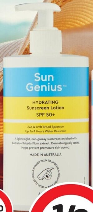 Coles Sun Genius Hydrating Sunscreen Lotion Pump SPF50+ 400ml offer