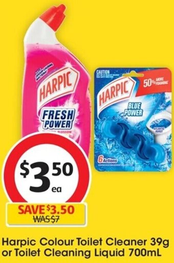 Coles Harpic Colour Toilet Cleaner 39g or Toilet Cleaning Liquid 700ml offer