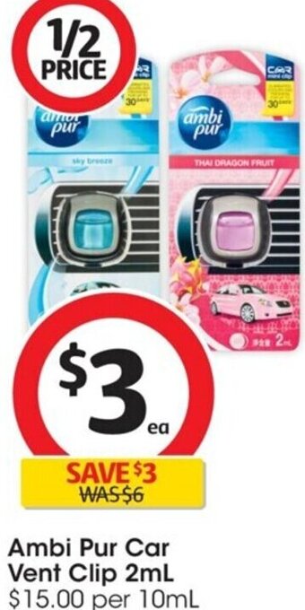 Coles Ambi Pur Car Vent Clip 2ml offer
