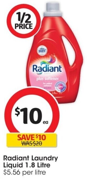 Coles Radiant Laundry Liquid 1.8 Litre offer
