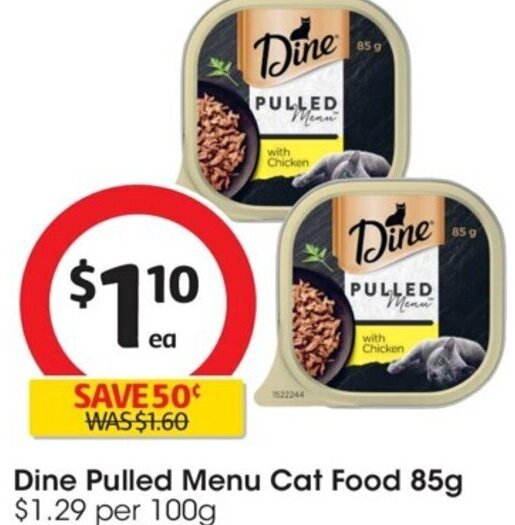 Dine Pulled Menu Cat Food 85g offer at Coles