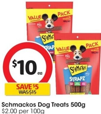 Coles Schmackos Dog Treats 500g offer