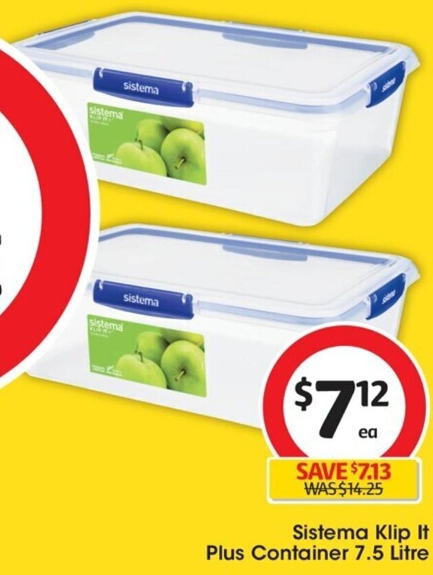 Sistema Klip It Plus Container 7.5 Litre offer at Coles