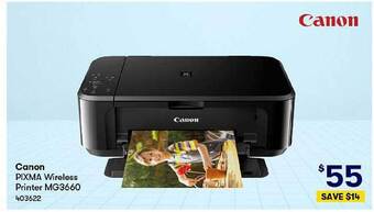 BIG W Canon pixma wireless printer mg3660 offer