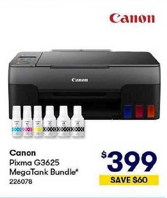 BIG W Canon pixma g3625 megatank bundle offer