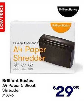 BIG W Brilliant basics a4 paper 5 sheet shredder offer