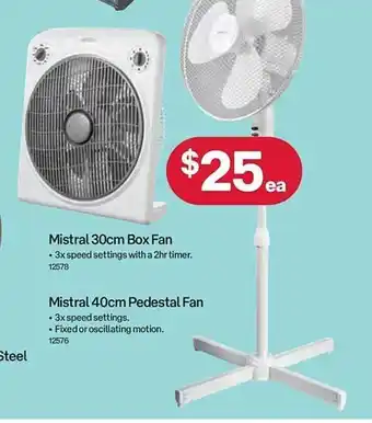 Australia Post Mistral 30cm box fan or 40cm pedestal fan offer