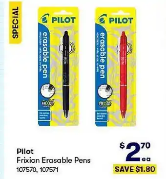 Pilot frixion erasable pens