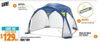 Anaconda Life peninsula beach shelter offer