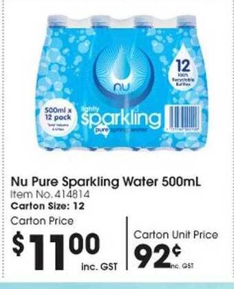 Campbells Wholesale Nu pure sparkling water offer