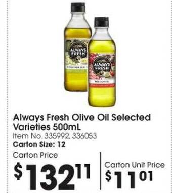 Campbells Wholesale Always fresh olive oil offer