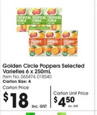 Campbells Wholesale Golden circle poppers offer