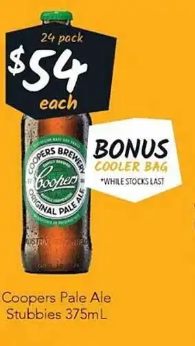 Cellarbrations Coopers pale ale stubbies offer
