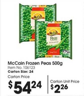 Campbells Wholesale Mccain frozen peas offer