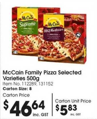 Campbells Wholesale Mccain family pizza offer
