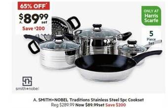 Harris Scarfe Smith+nobel traditions stainless steel 5pc cookset offer