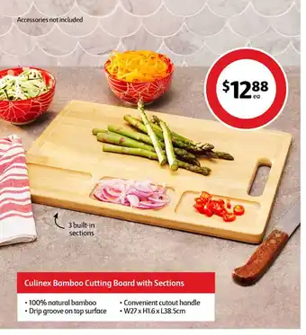 Coles Culinex bamboo cutting board with sections offer