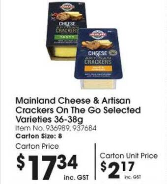 Campbells Wholesale Mainland cheese & artisan crackers on the go offer