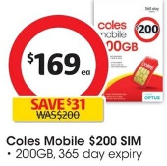 Coles Coles Mobile Sim offer