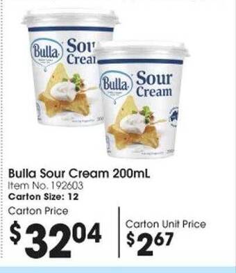 Campbells Wholesale Bulla sour cream offer