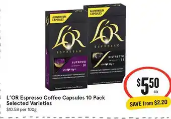 IGA L'or espresso coffee capsules selected varieties offer