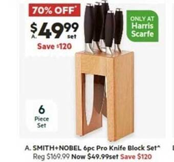 Harris Scarfe Smith+nobel 6pc pro knife block set offer