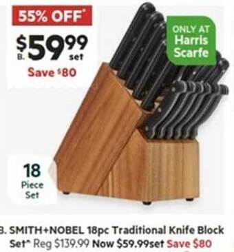 Harris Scarfe Smith+nobel 18pc traditional knife block set offer