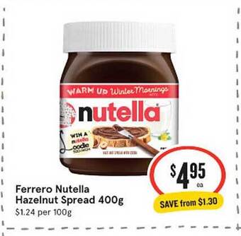 IGA Ferrero nutella hazelnut spread offer
