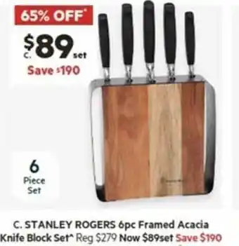 Harris Scarfe Stanley rogers 6pc framed acacia knife block set offer